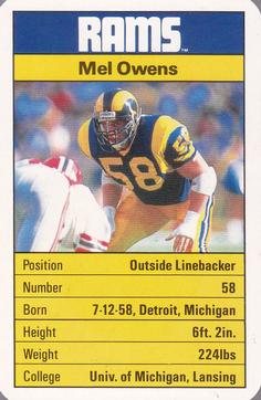 1987 Ace Fact Pack Los Angeles Rams #NNO Mel Owens Front