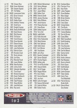 2004 Topps Total - Checklists #1 Checklist: 1-223 Back