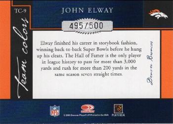 2005 Donruss Classics - Team Colors Silver #TC-9 John Elway Back
