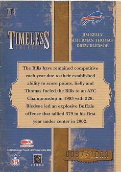 2005 Donruss Classics - Timeless Triples Bronze #TT-1 Jim Kelly / Thurman Thomas / Drew Bledsoe Back