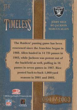2005 Donruss Classics - Timeless Triples Bronze #TT-9 Jerry Rice / Bo Jackson / Marcus Allen Back