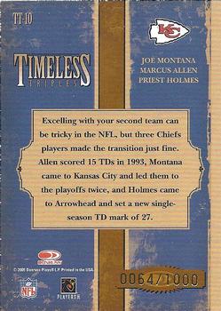 2005 Donruss Classics - Timeless Triples Bronze #TT-10 Joe Montana / Marcus Allen / Priest Holmes Back