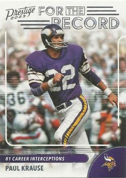 2023 Panini Prestige - For the Record #20 Paul Krause Front