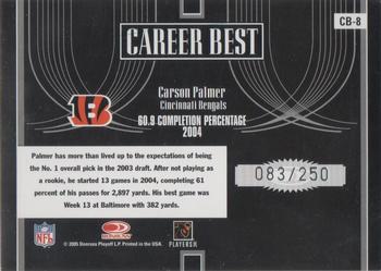 2005 Donruss Elite - Career Best Black #CB-8 Carson Palmer Back