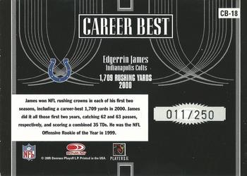 2005 Donruss Elite - Career Best Black #CB-18 Edgerrin James Back