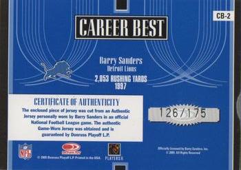 2005 Donruss Elite - Career Best Jerseys #CB-2 Barry Sanders Back