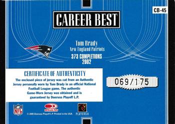 2005 Donruss Elite - Career Best Jerseys #CB-45 Tom Brady Back