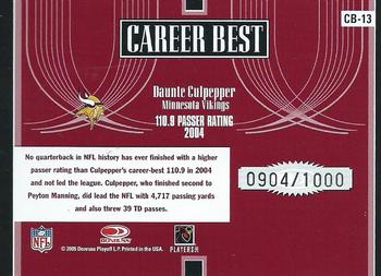 2005 Donruss Elite - Career Best Red #CB-13 Daunte Culpepper Back