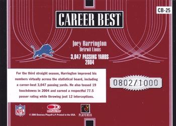 2005 Donruss Elite - Career Best Red #CB-25 Joey Harrington Back
