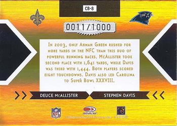 2005 Donruss Elite - Face 2 Face Gold #CB-8 Deuce McAllister / Stephen Davis Back