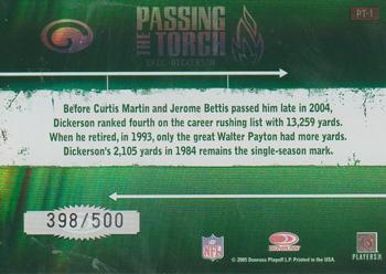2005 Donruss Elite - Passing the Torch Green #PT-1 Eric Dickerson Back