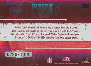 2005 Donruss Elite - Passing the Torch Red #PT-1 Eric Dickerson Back