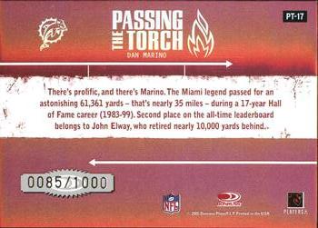 2005 Donruss Elite - Passing the Torch Red #PT-17 Dan Marino Back