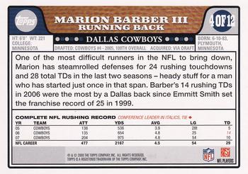 2008 Topps Dallas Cowboys The Farewell of Texas Stadium 1971-2008 #4 Marion Barber Back