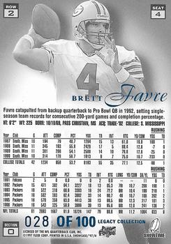 1997 Flair Showcase - Legacy Collection Row 2 (Style) #4 Brett Favre Back