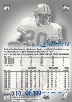 1997 Flair Showcase - Legacy Collection Row 2 (Style) #20 Barry Sanders Back