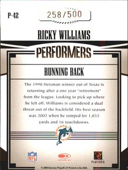 2005 Donruss Gridiron Gear - Performers Gold #P-42 Ricky Williams Back