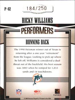 2005 Donruss Gridiron Gear - Performers Silver Holofoil #P-42 Ricky Williams Back