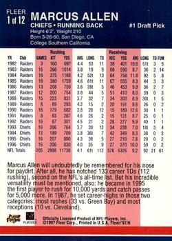 1997 Fleer - Decade of Excellence #1 Marcus Allen Back