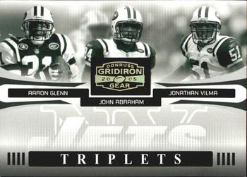 2005 Donruss Gridiron Gear - Triplets Gold Holofoil #T-1 Aaron Glenn / John Abraham / Jonathan Vilma Front