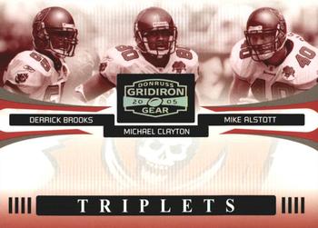 2005 Donruss Gridiron Gear - Triplets Gold Holofoil #T-10 Derrick Brooks / Michael Clayton / Mike Alstott Front