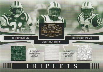 2005 Donruss Gridiron Gear - Triplets Jerseys #T-1 Aaron Glenn / John Abraham / Jonathan Vilma Front