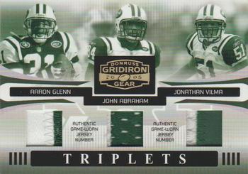 2005 Donruss Gridiron Gear - Triplets Jerseys Numbers #T-1 Aaron Glenn / John Abraham / Jonathan Vilma Front