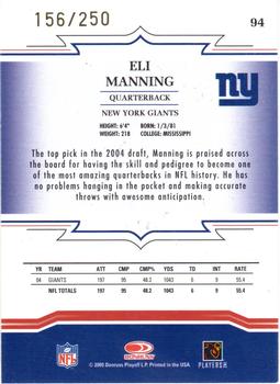 2005 Donruss Throwback Threads - Bronze Holofoil #94 Eli Manning Back
