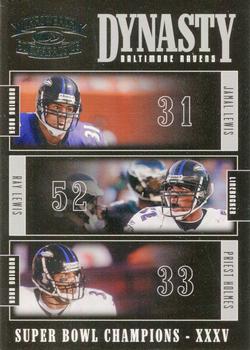 2005 Donruss Throwback Threads - Dynasty #D-1 Jamal Lewis / Ray Lewis / Priest Holmes Front