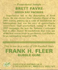 1997 Fleer Goudey #NNO Brett Favre  Back