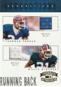 2005 Donruss Throwback Threads - Generations Material #G-25 Thurman Thomas / Willis McGahee Front