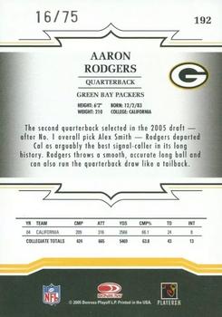 2005 Donruss Throwback Threads - Green #192 Aaron Rodgers Back