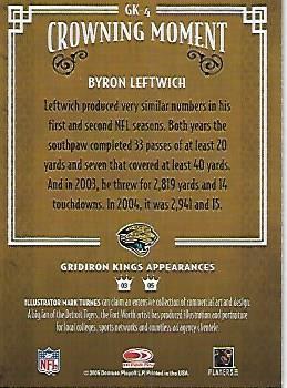 2005 Donruss Throwback Threads - Gridiron Kings #GK-4 Byron Leftwich Back