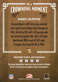 2005 Donruss Throwback Threads - Gridiron Kings #GK-9 Daunte Culpepper Back