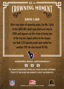 2005 Donruss Throwback Threads - Gridiron Kings #GK-10 David Carr Back