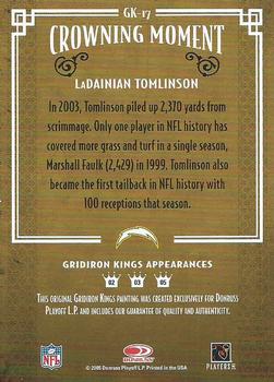 2005 Donruss Throwback Threads - Gridiron Kings #GK-17 LaDainian Tomlinson Back