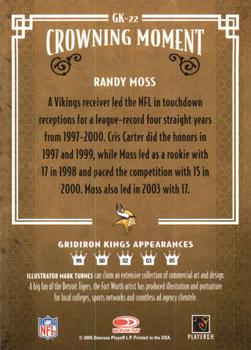 2005 Donruss Throwback Threads - Gridiron Kings #GK-22 Randy Moss Back