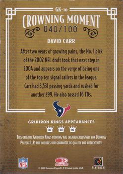 2005 Donruss Throwback Threads - Gridiron Kings Framed Blue #GK-10 David Carr Back