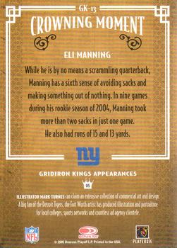 2005 Donruss Throwback Threads - Gridiron Kings Framed Red #GK-13 Eli Manning Back