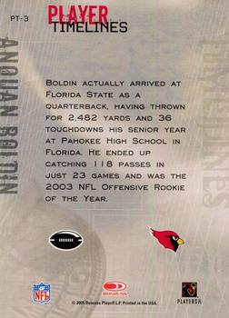 2005 Donruss Throwback Threads - Player Timelines #PT-3 Anquan Boldin Back