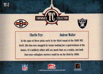2005 Donruss Throwback Threads - Throwback Collection #TC-2 Charlie Frye / Andrew Walter Back