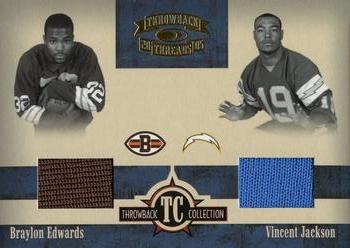 2005 Donruss Throwback Threads - Throwback Collection Material #TC-13 Braylon Edwards / Vincent Jackson Front
