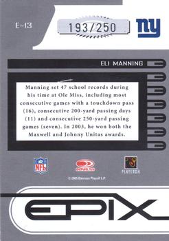 2005 Donruss Zenith - Epix Orange 4th Down #E-13 Eli Manning  Back