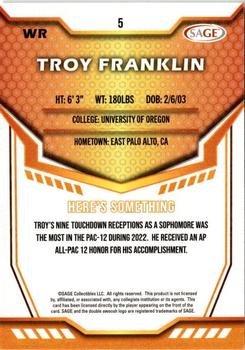 2024 SAGE HIT #5 Troy Franklin Back