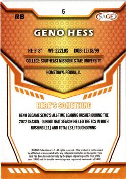 2024 SAGE HIT #6 Geno Hess Back