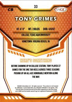 2024 SAGE HIT #33 Tony Grimes Back
