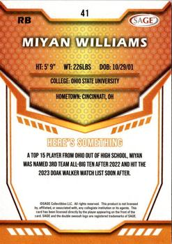 2024 SAGE HIT #41 Miyan Williams Back