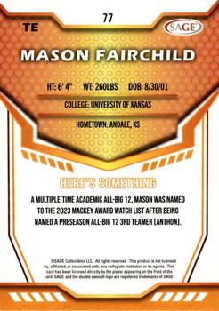 2024 SAGE HIT #77 Mason Fairchild Back