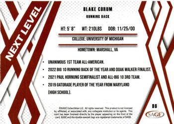 2024 SAGE HIT #86 Blake Corum Back