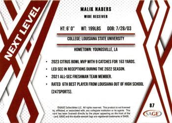 2024 SAGE HIT #87 Malik Nabers Back